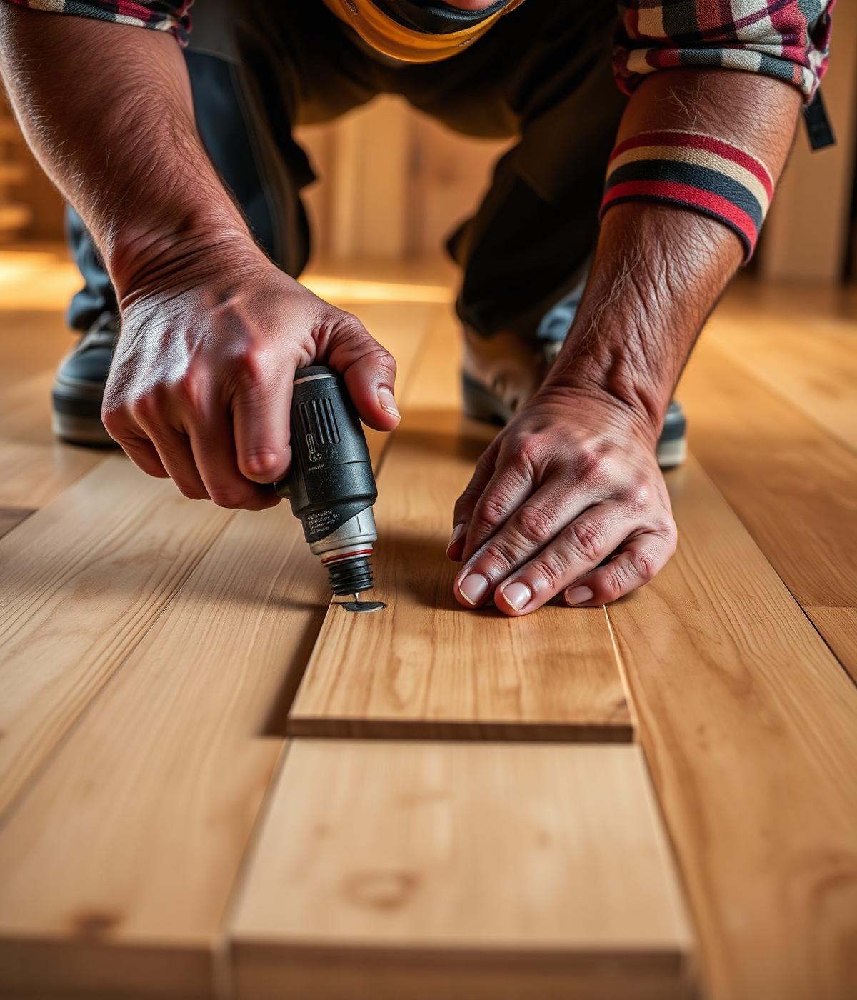 Trusted Flooring craftsman installing premium hardwood floor